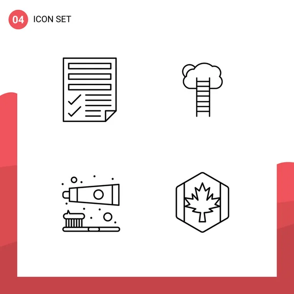 Mobile Interface Line Set Pictograms Data Heaven Paper Business Stairs — Vector de stock