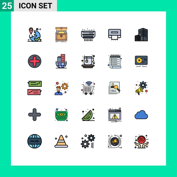 現代的な25のフルラインフラットカラーのセット建築 クリーニング コンディショナーの写真編集可能なベクトルデザイン要素 — ストックベクタ