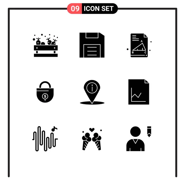 Universal Icon Symbols Group Modern Solid Glyphs Navigation Lock Gadget — Διανυσματικό Αρχείο