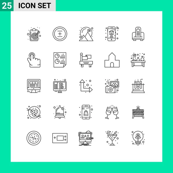 Stock Vector Icon Pack Mit Linienzeichen Und Symbolen Für Immobilien — Stockvektor