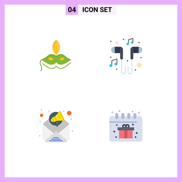 Pack Creative Flat Icons Mask Advertisement Mardigras Music Email Marketing — Stock Vector