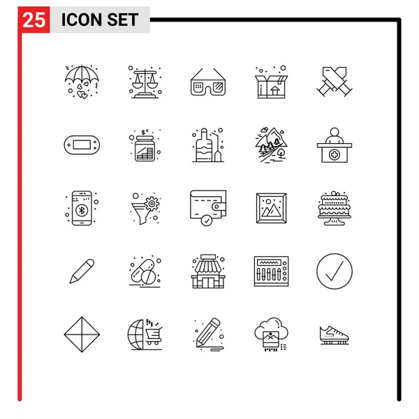 Ligne Vectorielle Modifiable Paquet Lignes Simples Insigne Réalisation Lunettes Soleil — Image vectorielle