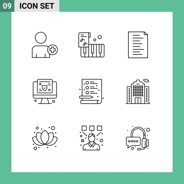 Creative Icons Modern Signs Symbols Building File Website Process Insurance — Stock Vector