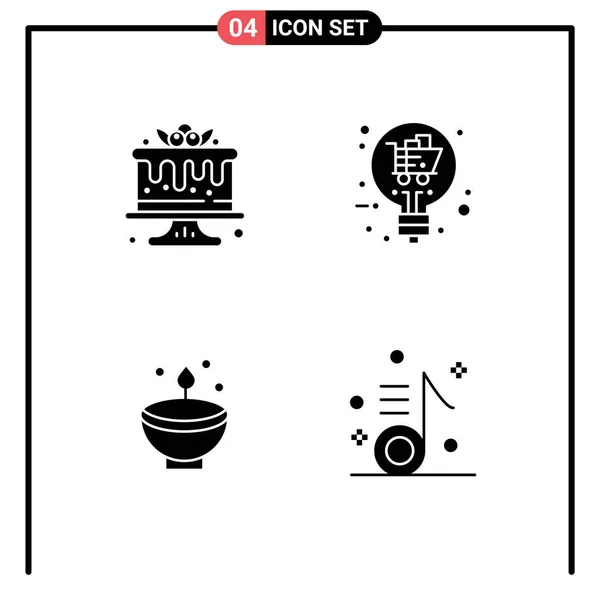 Pictogram Set Simple Solid Glyphs Cake Dididipam Sweets Solution Diwali — 스톡 벡터