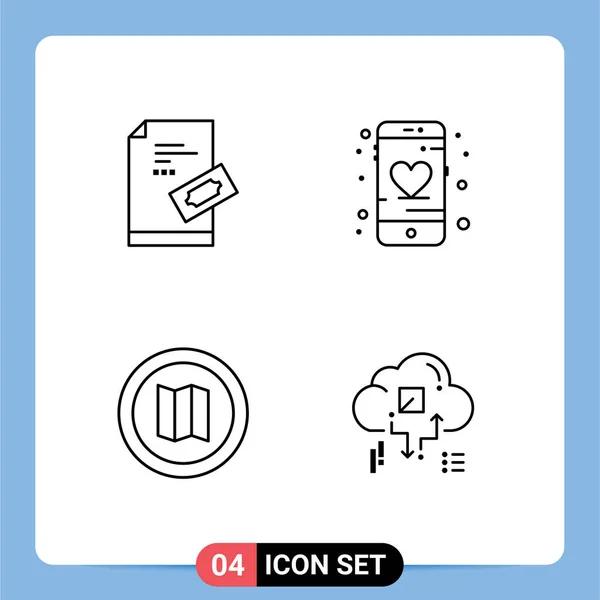 Pictogram Set Simple Filledline Flat Colors Pass Holiday Pad Heart — 스톡 벡터