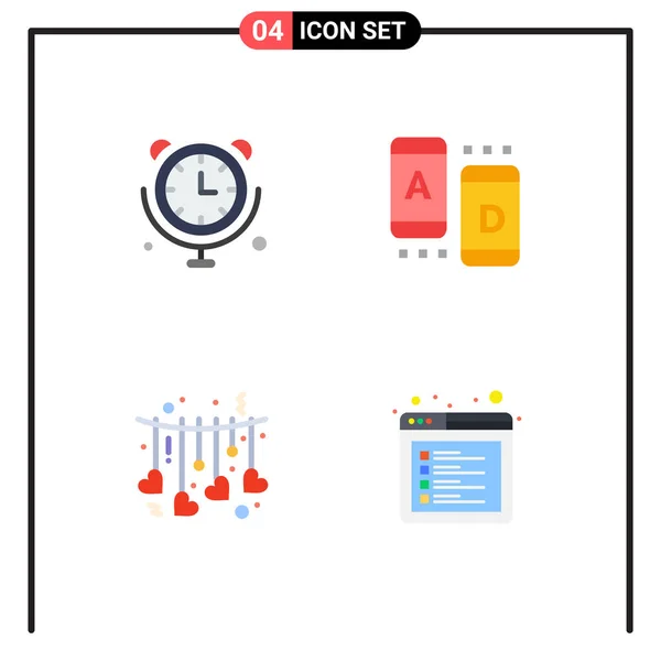 Pack Modern Flat Icons Signs Symbols Web Print Media Clock — Stock Vector