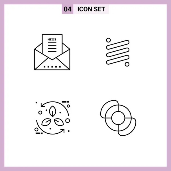 Creative Icons Modern Signs Sysymbols Email Bio Newsletter Crypto Eco — Vector de stock