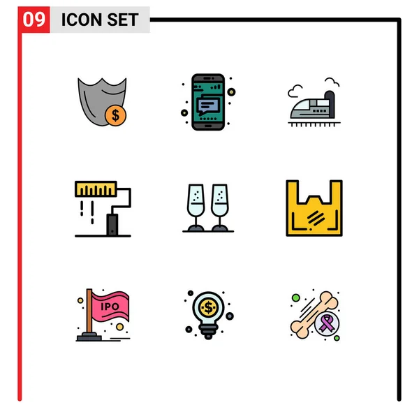 Vector Stock Icon Pack Líneas Signos Símbolos Para Pintura Diseño — Archivo Imágenes Vectoriales