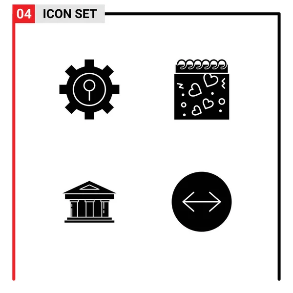 Pictogram 裁判所 金融の4つのシンプルなソリッドグリフのセット編集可能なベクトルデザイン要素 — ストックベクタ