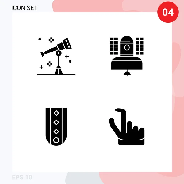 Conjunto Icones Modernos Símbolos Sinais Para Astronomia Diamantes Telescópio Radiodifusão — Vetor de Stock