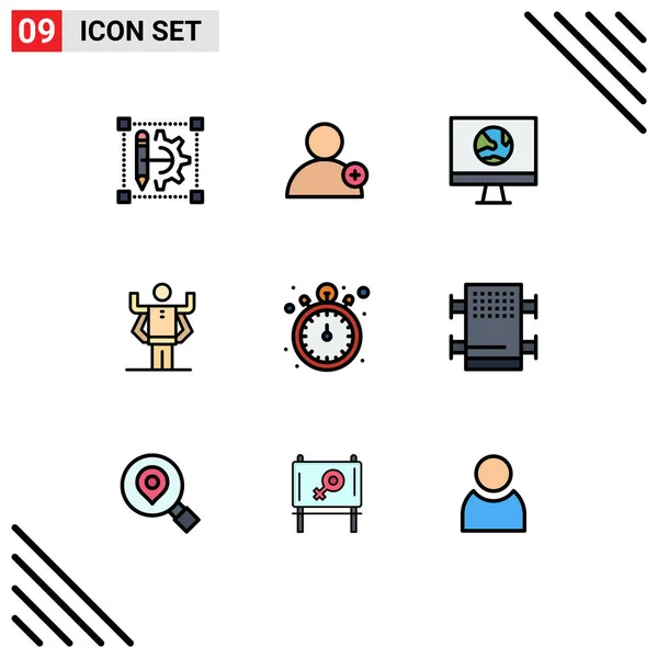 Creative Icons Modern Signs Symbols Pocket Watch Multitask App Human — Stock Vector