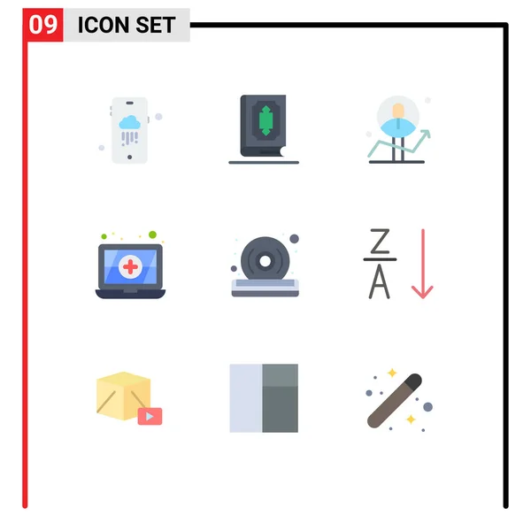 Set Modern Icons Sysymbols Signs Player Dvd User Disc Success — Vector de stock