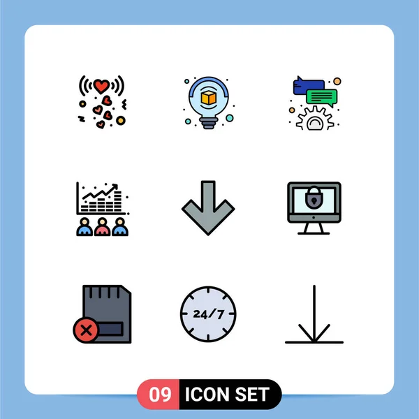 Conjunto Icones Modernos Símbolos Sinais Para Trás Seta Comentário Estoque — Vetor de Stock