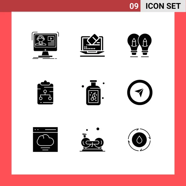 Universal Icon Symbols Group Modern Solid Glyphs Document Connect Screen — Stock Vector