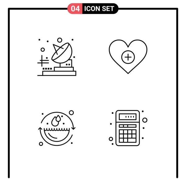 Stock Vector Icon Pack Line Signs Symbols Radio Environment Love — Stock Vector