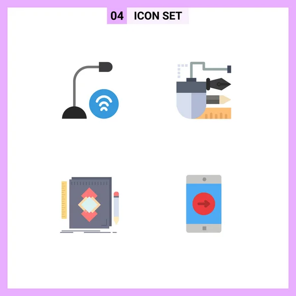 Group Modern Flat Icons Set Computers Scale Hardware Drawing Tool — Stock Vector