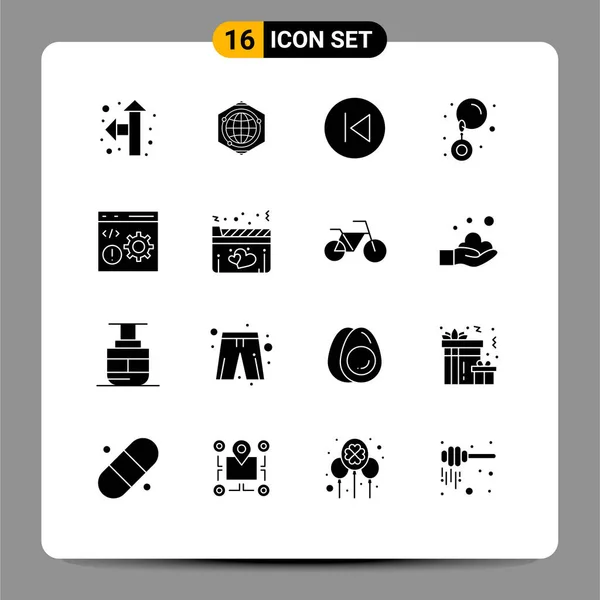 Universal Icon Symbolen Groep Van Moderne Solid Glyphs Van Ontwikkeling — Stockvector