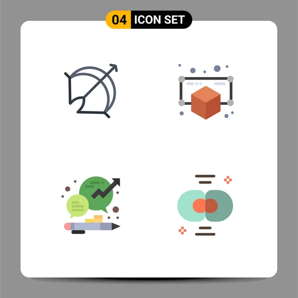 Set Commercial Flat Icons Csomag Íjászat Üzlet Pont Modell Növekedés — Stock Vector