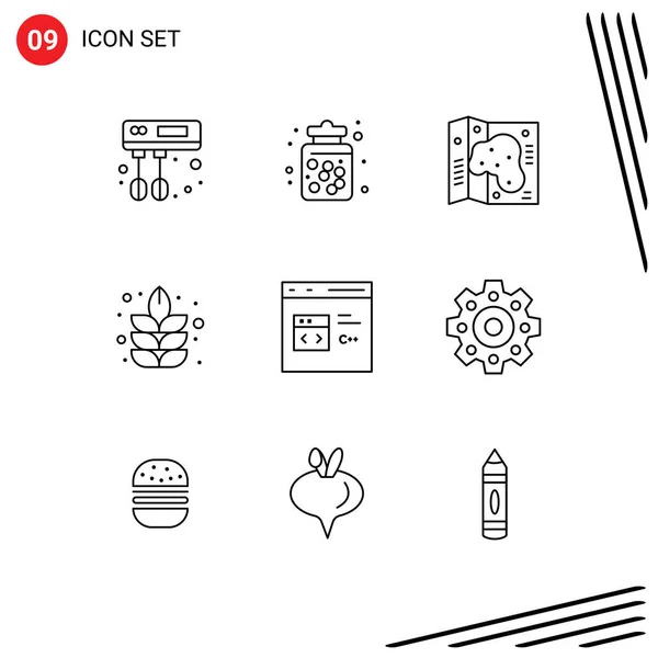 Thematic Vector Outlines Editable Sysymbols Coding Map Plant Lotus Editable — Vector de stock