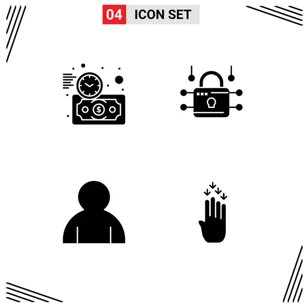 Set Modern Icons Sysymbols Signs Budget Estimate Profile Time Security — Vector de stock