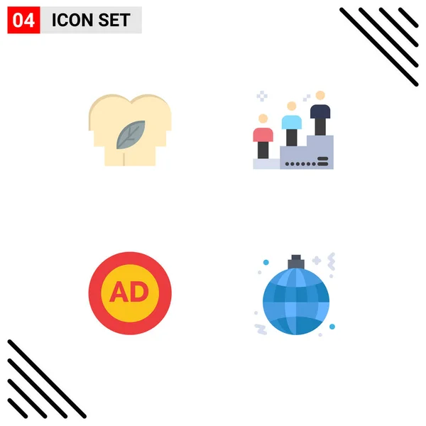 Modern Set Flat Icons Symbols Eco Block Mind Win Advertising — Stock Vector