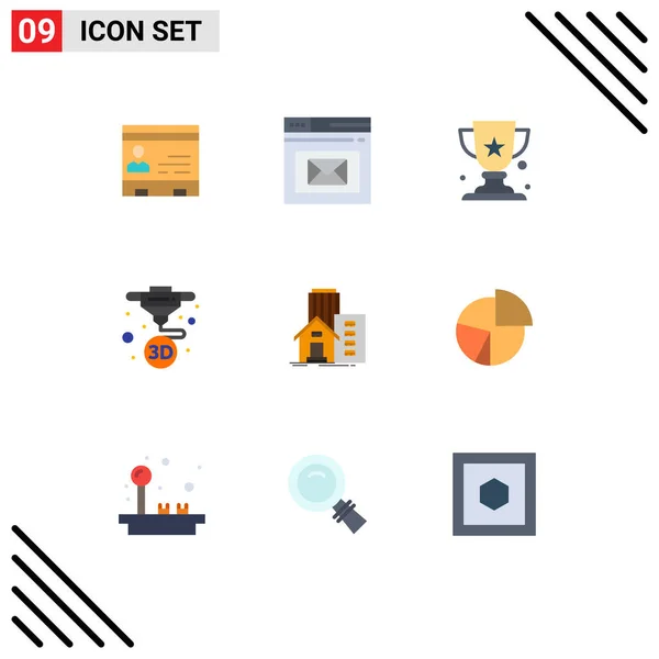 Universal Icon Symbols Group Modern Flat Colors Print Printing Inbox — Stock Vector