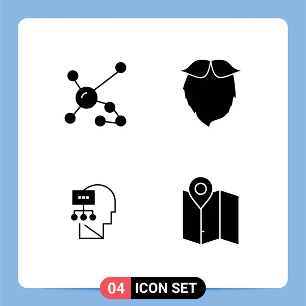 Mobile Interface Solid Gyph Set Pictograms Atomic Men Dna Hipster — Vector de stock