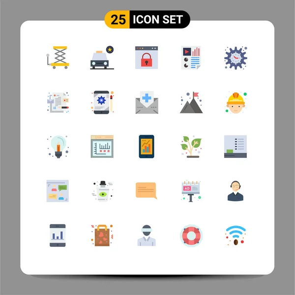 Mobile Interface Flat Color Set Pictograms Video Page Browser Document — Vector de stock