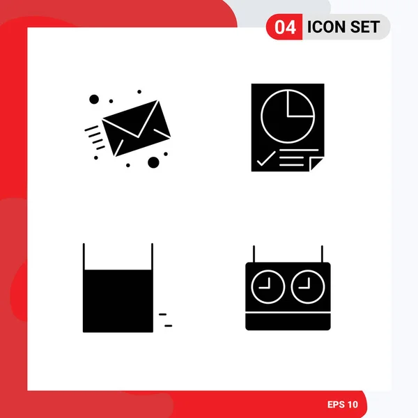 Modern Set Solid Glyphs Pictograph Email Play Web Page Sport — Stock Vector