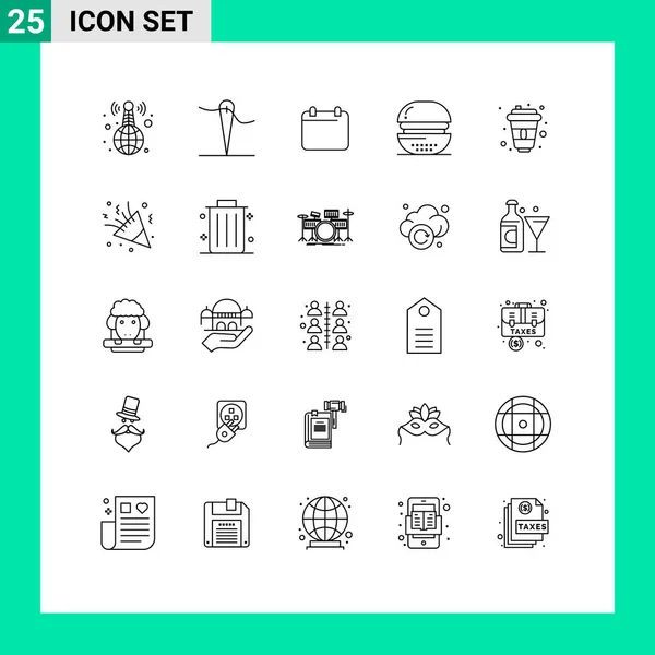 Set Modern Icons Symbols Signs Drink Meal Day Food Cooking — Stock Vector