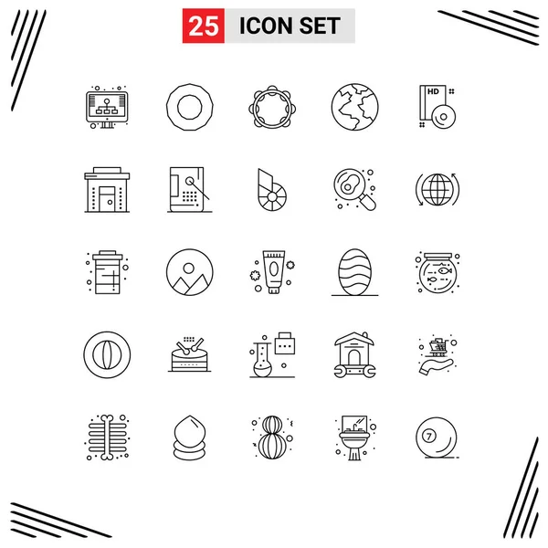 Set Von Modernen Symbolen Symbole Zeichen Für Disc Musik Bluray — Stockvektor