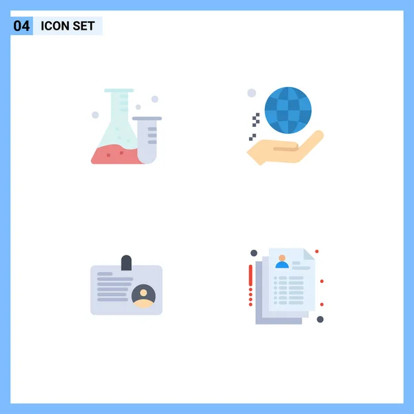 Mobile Interface Flat Icon Set Pictograms Flask User Science Globe — Archivo Imágenes Vectoriales