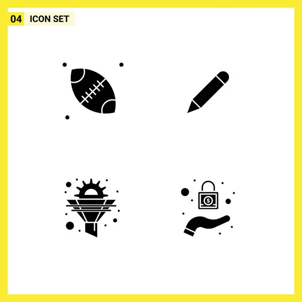 Creative Icons Modern Signs Sysymbols Rugby Funnel Pencil Write Optimization — Vector de stock