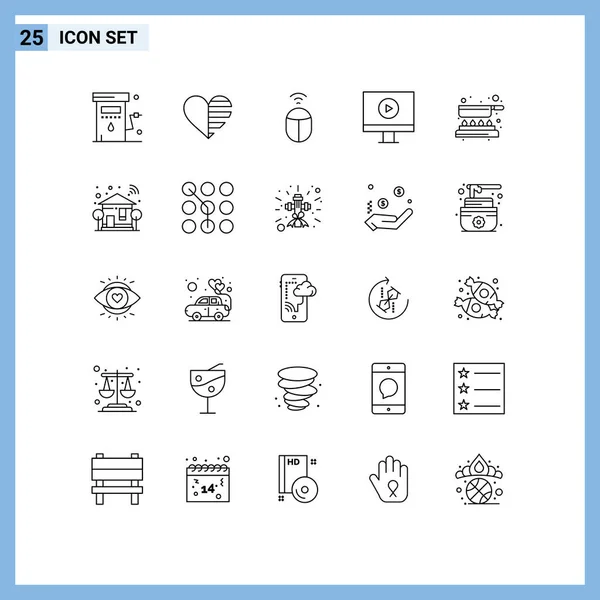 Stock Vector Icon Pack Mit Zeilenzeichen Und Symbolen Zum Kochen — Stockvektor