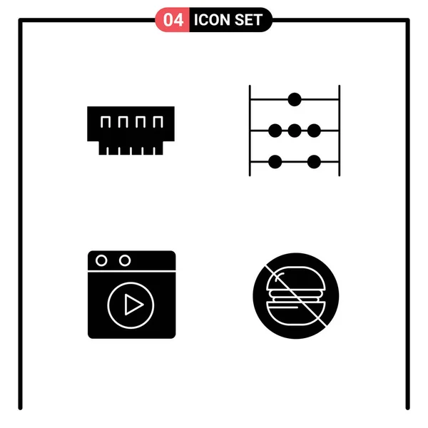 Verpakking Van Moderne Solid Glyphs Tekens Symbolen Voor Web Print — Stockvector