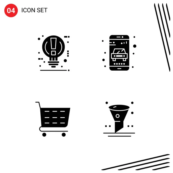 Mobile Interface Solid Glyph Set Pictograms Bab Ecommerce Power Online — Stockový vektor