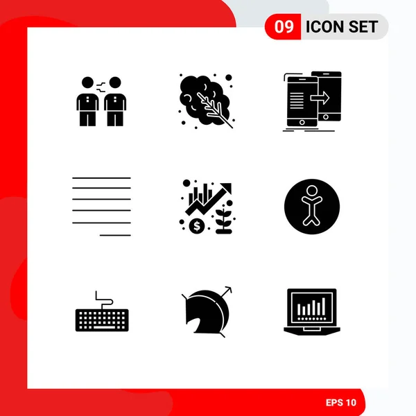 Stock Vector Icon Pack Mit Zeilenzeichen Und Symbolen Für Text — Stockvektor