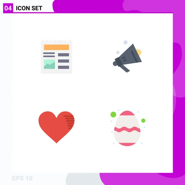 Set Vector Flat Icons Grid Document Picture Shopping Report Editable — Vector de stock