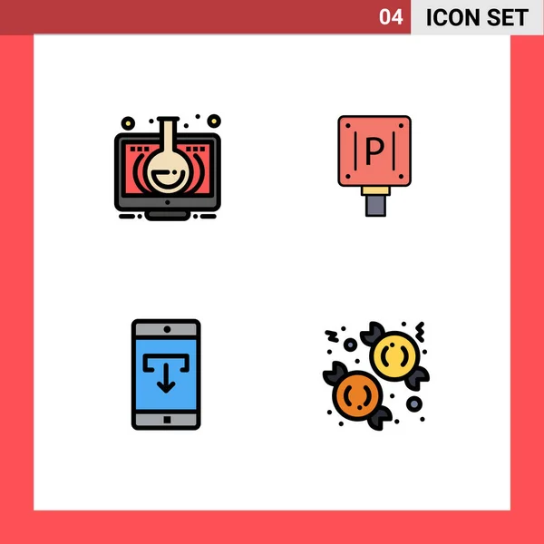 Universal Icon Symbols Group Modern Filledline Flat Colors Elearning Application — Vettoriale Stock