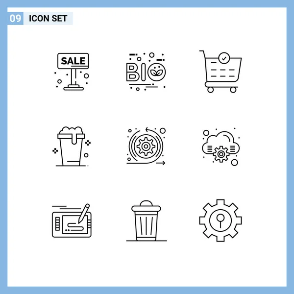 Universal Icon Symbols Group Modern Outlines Agile Wash Nature Soup — Vetor de Stock