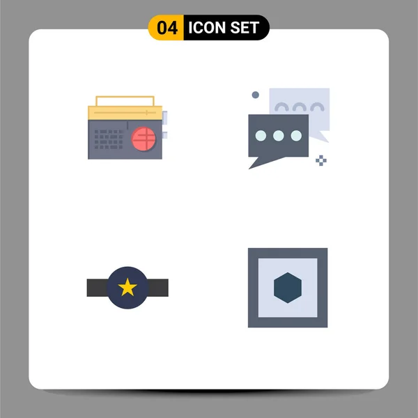 Modern Set Flat Icons Pictograph Radio Grade Media Communication Military — Stock Vector