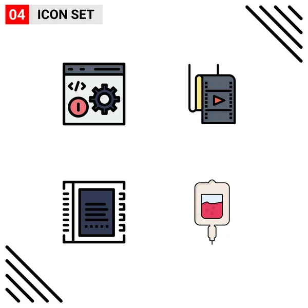 Set Modern Icons Sysymbols Signs Browser Address Development Movie Contact — Archivo Imágenes Vectoriales