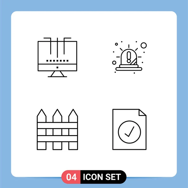 Set Vector Filledline Flat Colors Grid Connections Siren Optimization Emergency — Archivo Imágenes Vectoriales