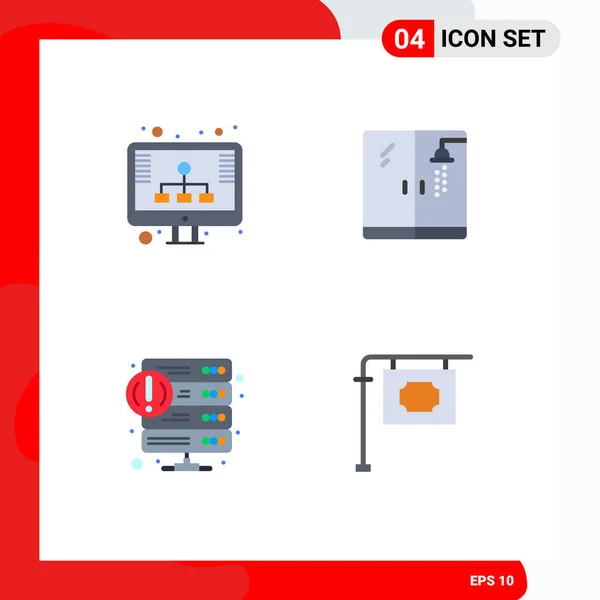 Set Dari Modern Icons Tanda Tanda Untuk Diagram Hosting Penyimpanan - Stok Vektor