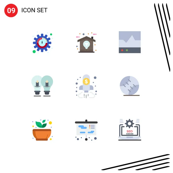 Universal Icon Symbols Group Modern Flat Colors Analysis Pencil Ecg — Vetor de Stock