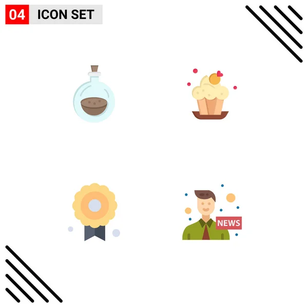 Modern Set Flat Icons Symbols Perfume Medal Spray Cup Anchor — Stock Vector