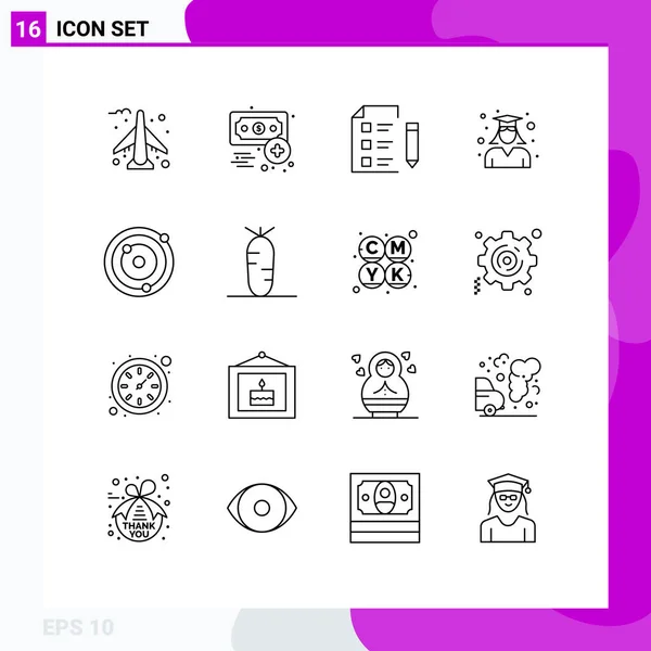 Set Modern Icons Sysymbols Signs Astronomomy School Research Graduation Education — Vector de stock