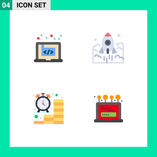 Editable Vector Line Pack Simple Flat Icons Application Entrepreneur Marketing — Stock Vector