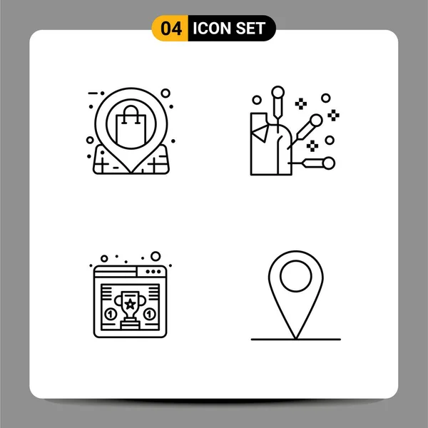 Pictogram Set Simple Filledline Flat Colors Location Seo Shop Spa — 스톡 벡터