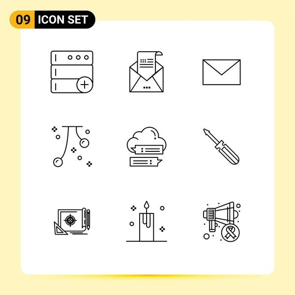 Stock Vector Icon Pack Líneas Signos Símbolos Para Seguridad Festival — Archivo Imágenes Vectoriales